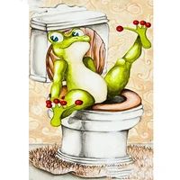 5d diy cartoon animal diamond painting full squareround drill toilet frog 3d embroidery cross stitch gift home decor