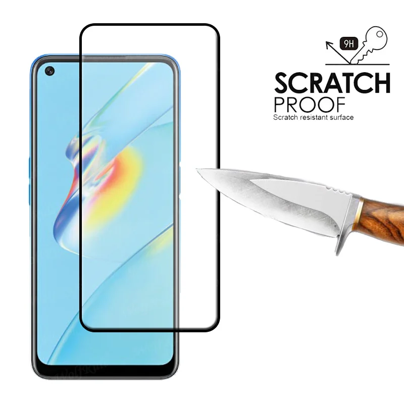 Vidrio de cubierta completa para OPPO A54, pel&iacute;cula protectora de vidrio templado para tel&eacute;fono, Protector de pantalla para OPPO A54-1