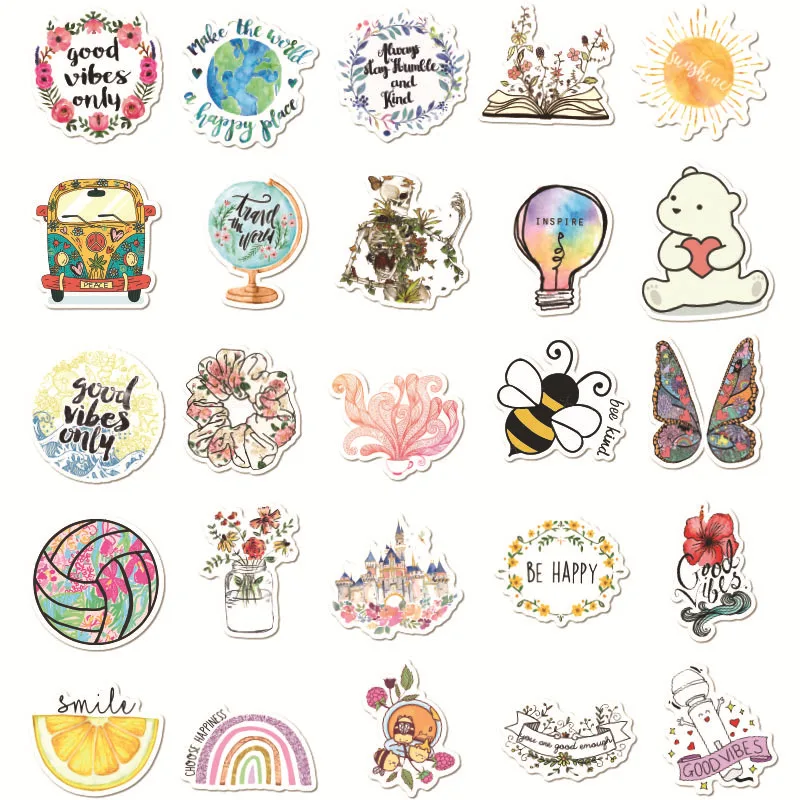 

50PCS New office stationery small fresh waterproof lovely notebook kawaii label mobile phone stickers beautiful scrapbook diary