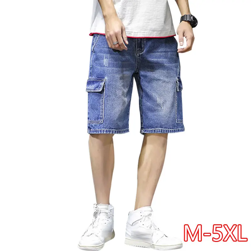 Летняя стильная свободная сумка джинсовые короткие мужские джинсы модная