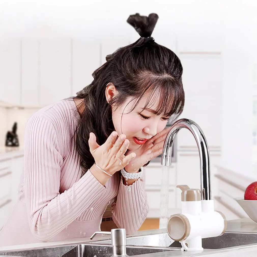 Передний Электрический кран для горячей и холодной воды кухонный быстрый нагрев