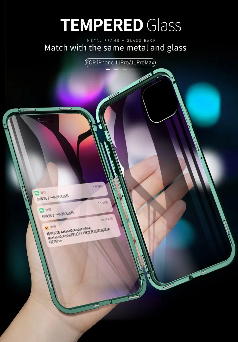 Противоударный и прозрачный чехол из закаленного стекла для Apple iPhone 11 Pro Max Роскошный Алюминиевый металлический чехол для iPhone 11 Pro Max чехол