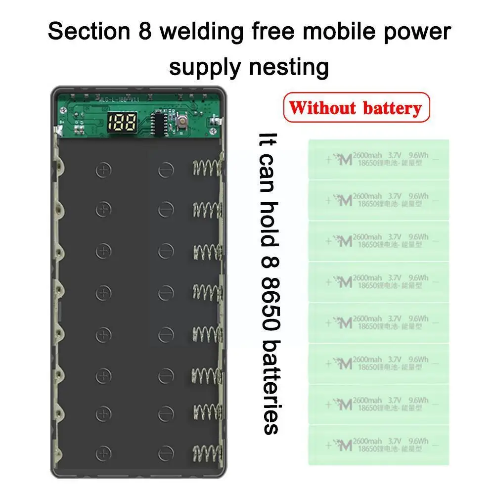 LED Digital Display DIY 8x18650 Battery Holder Power Portable Without Powerbank Case Box Storage Bank External Shel B0R6 |
