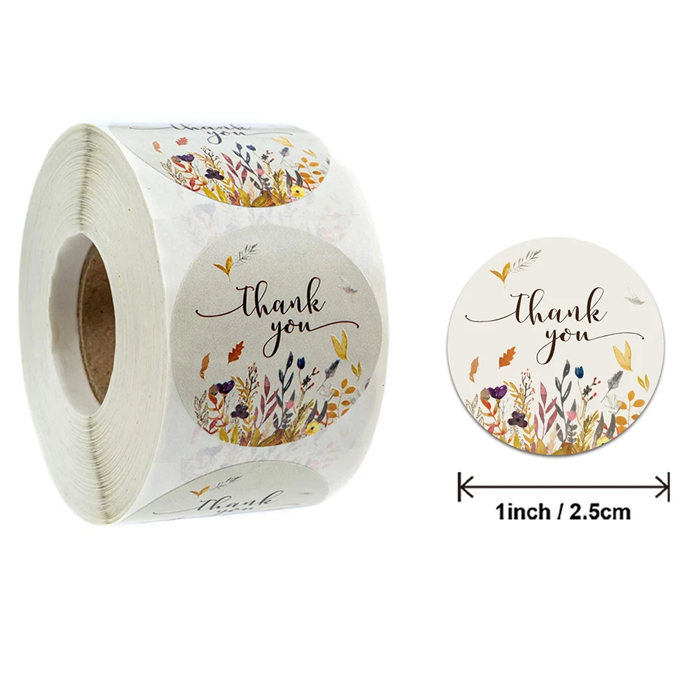 500 шт./рулон спасибо Стикеры с цветочным дизайном Цветочный принт ярлыка