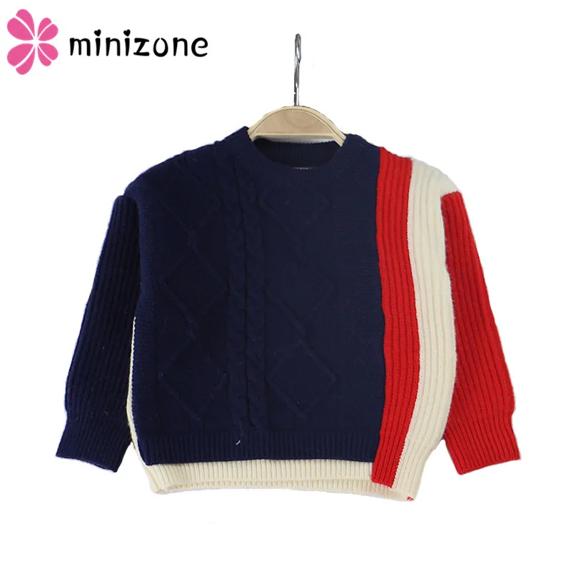 2019 г. Детский свитер Полосатые свитера для мальчиков повседневная трикотажная