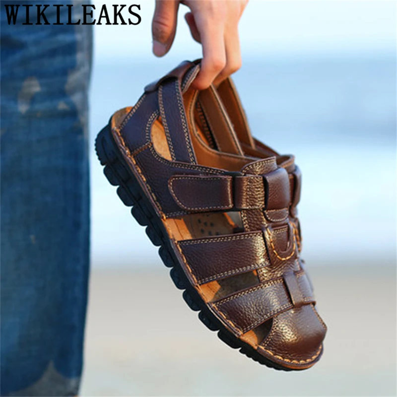 Открытые туфли мужские кожаные сандалии из натуральной кожи Мужская Летняя