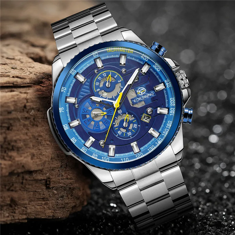 FORSINING автоматические механические мужские наручные часы военные спортивные