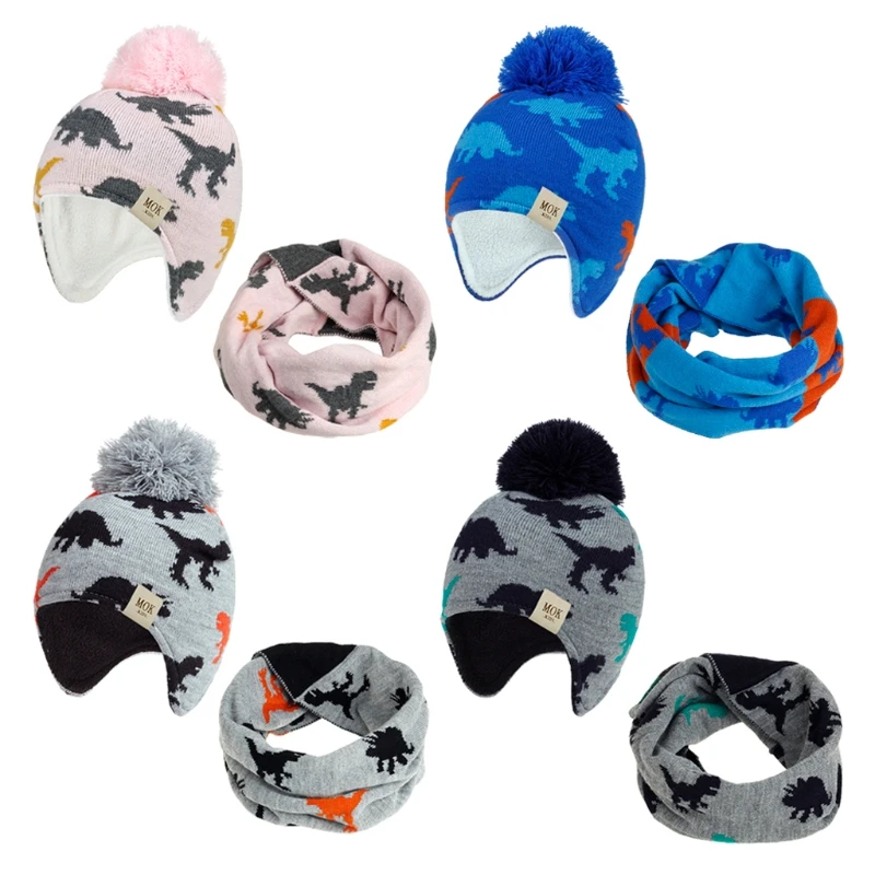 

Children Hat Fleece Baby Boys Girls Winter Ear Protection Warm Hat Scarf Set