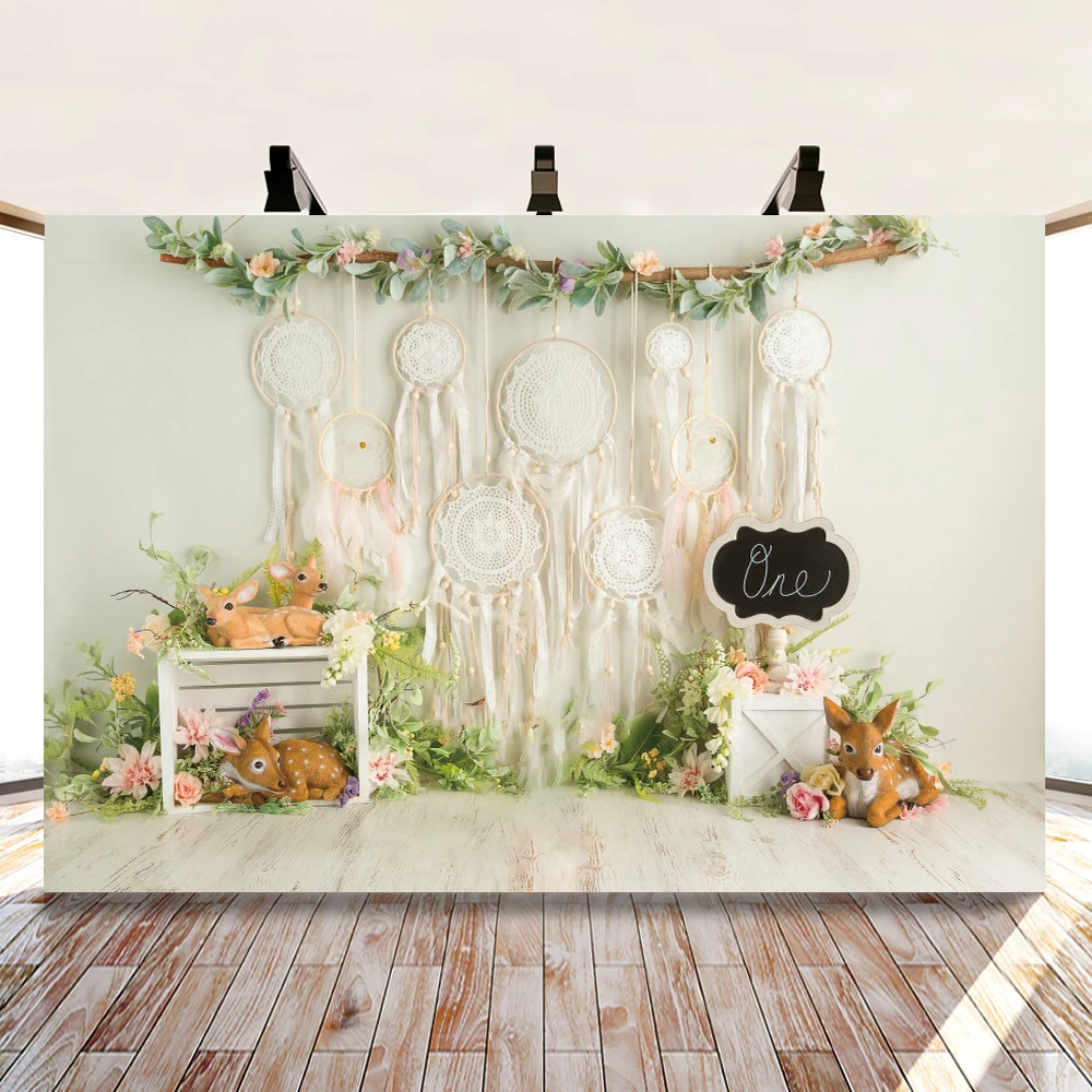 Виниловый фон для фотосъемки новорожденных с изображением Ловца снов Сики оленя