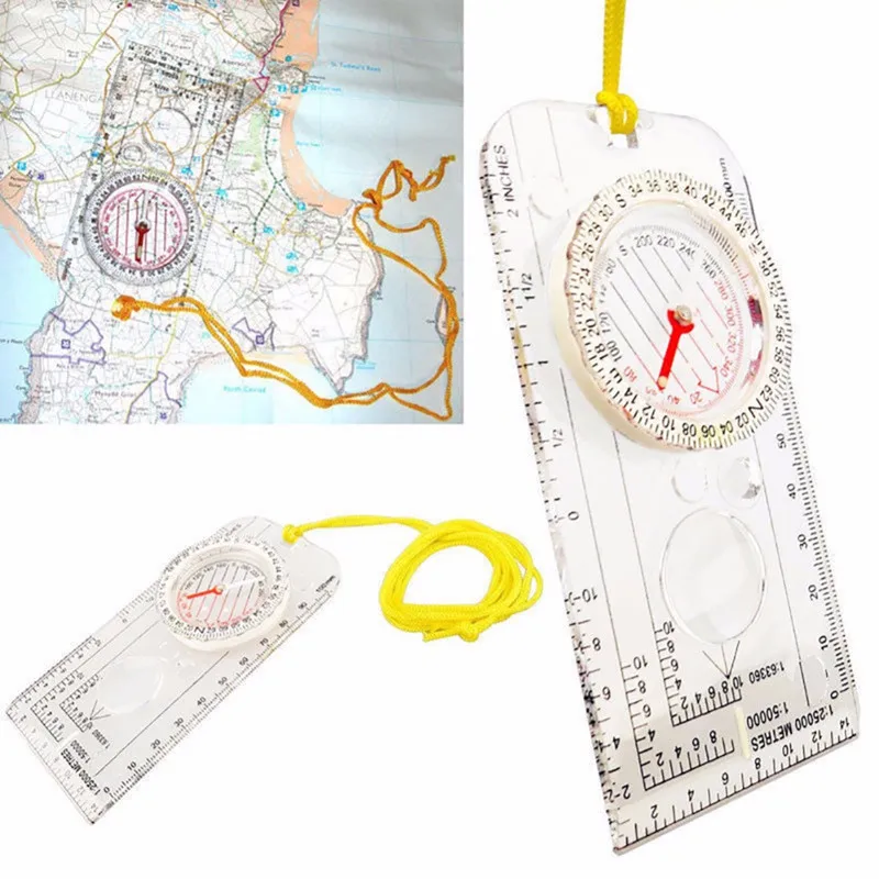 

Drawing Scale Compass Folding Map Ruler Buckle Car Camping Hiking Pointing Guide Portable Handheld Compass Jeep Compass