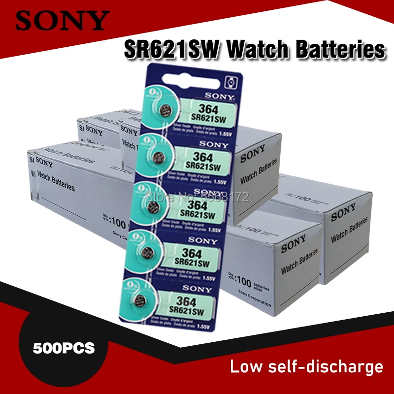 

500PCS/LOT Sony 100% Original 364 SR621SW V364 SR60 SR621 AG1 Watch Battery Button Coin Cell MADE IN JAPAN