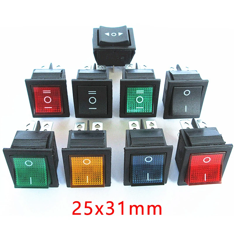

5Pcs KCD4 Rocker Switch ON-OFF-ON 2/3Position 4/6Pins Electrical Equipment With Light Power Switch 16A 250VAC/ 20A 125V