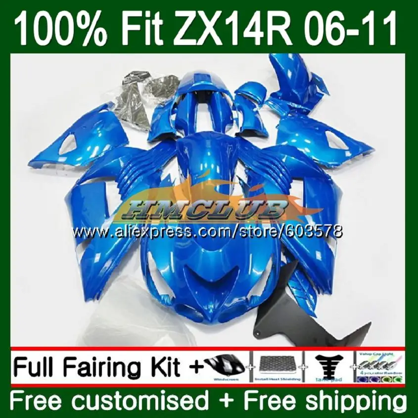 

Инъекции для KAWASAKI ZZR1400 ZX 14R 2006 2007 2008 2009 2010 2011 113CL. 127 ZX-14R ZX14R 06 07 08 09 10 11 металлический синий обтекатель