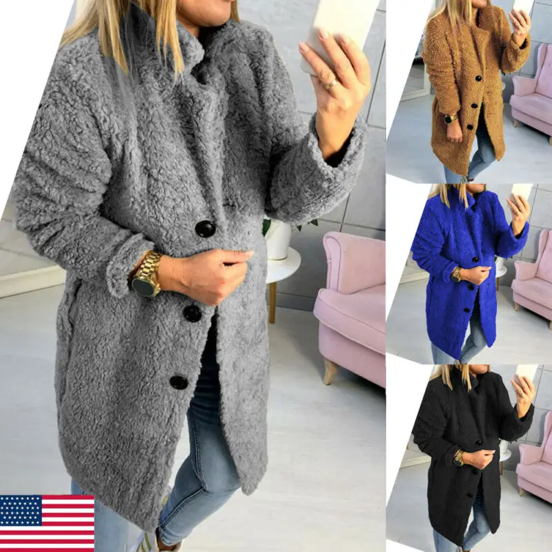 Goocheer Женская длинная куртка из искусственного меха Женское зимнее однобортное