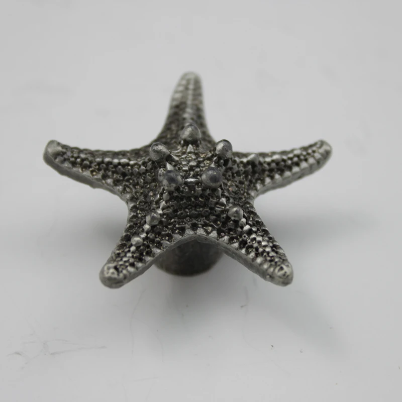 Морская звезда ракушка Античная Серебристая черная ручка для ящика ручки