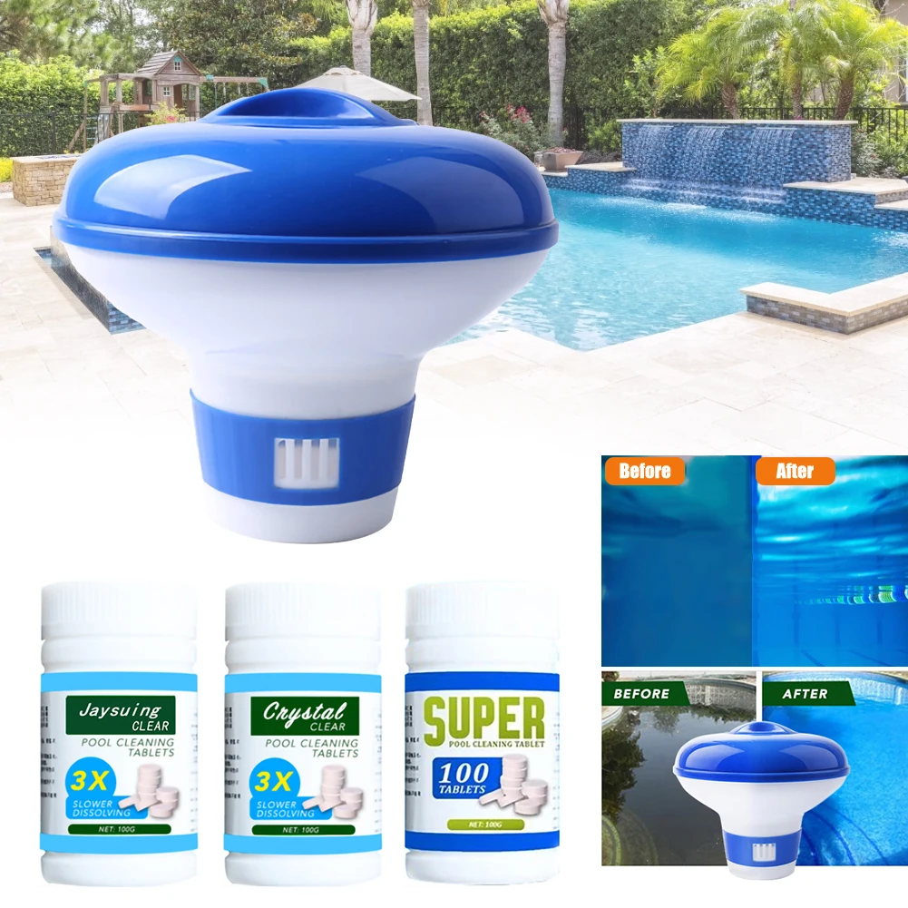 

Tablets Disinfection Pills Swimming Pool Chlorine Tablets Instant Effervescent Pipes Cleaning Floating Pool Dispenser