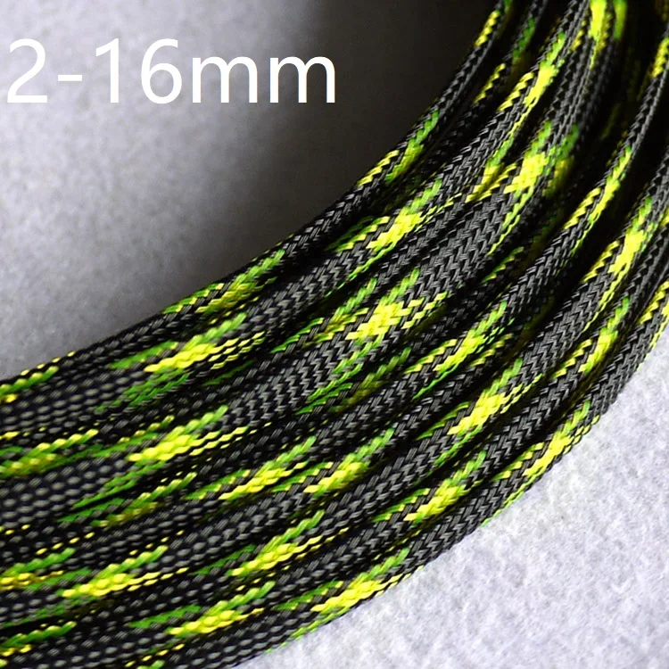 

Black UV Yellow PET Braided Wire Sleeve 2 4 6 8 10 12 16mm Tight High Density Insulated Cable Protect Expandable Sheath Colorful