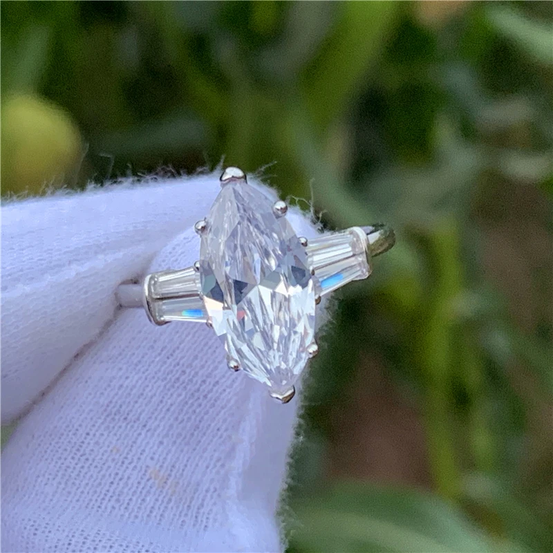 Изысканное кольцо с огранкой маркизы 6ct AAAAA cz 925 пробы Серебряное обручальное кольцо кольца для женщин ювелирные изделия