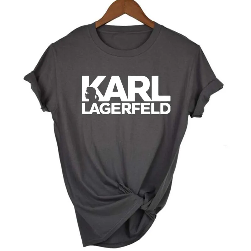 Karl Lagerfeld Футболка с принтом женская модная повседневная футболка коротким