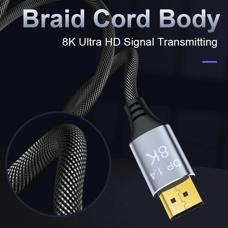 Кабель 8K Displayport 1 4 @ 60 Гц 4K 144 2K 165 32 Гбит/с HDR DP1.4 кабель UHD для RTX3070/3080 видео ПК
