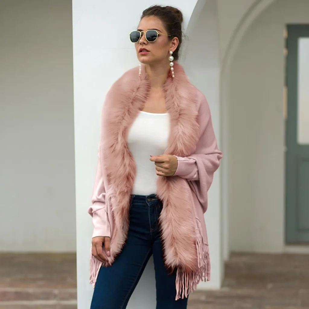 Женское осеннее пальто большой размер куртка с длинным рукавом женская вязаная