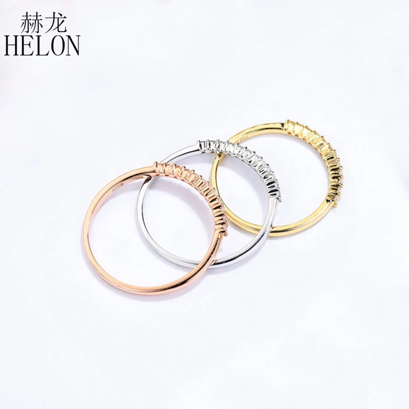 HELON Solid 14k желтое золото AU585 Сертифицированный круглый SI/H 0.12ct Настоящее натуральное бриллиантовое обручальное кольцо для женщин ювелирные украшения