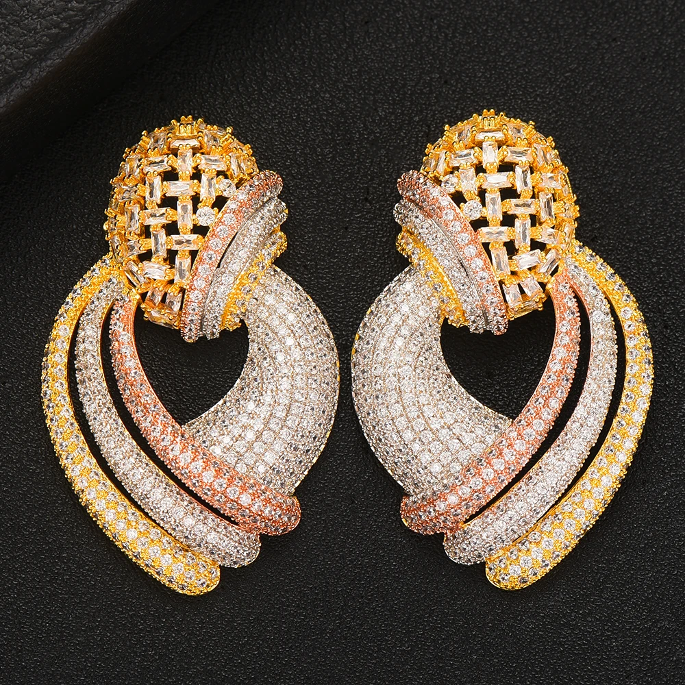 SisCathy роскошные разноцветные циркониевые геометрические Висячие серьги