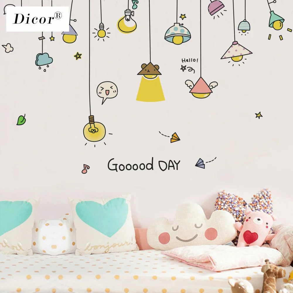 5 видов стилей креативные наклейки на стену для гостиной детей мультяшная люстра