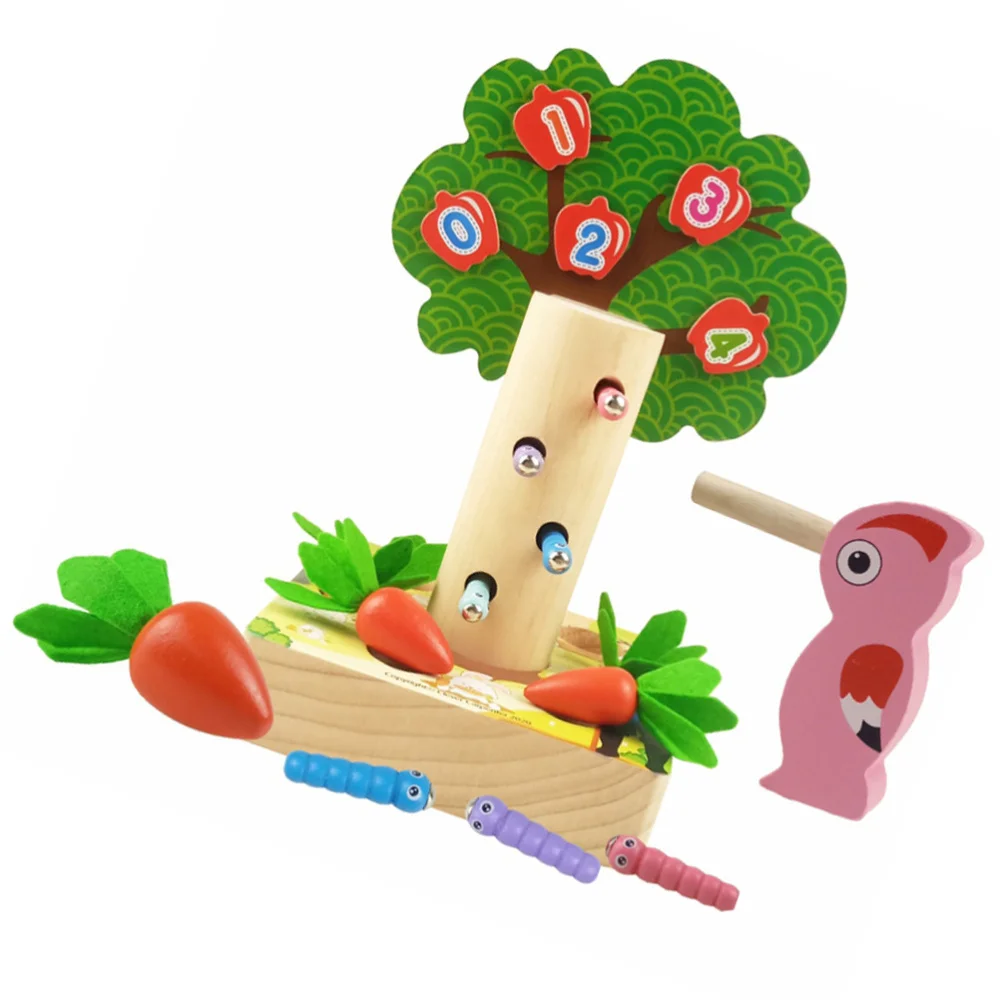 

1 Set of Worms Catching Apples Picking Wooden Train Blocks Life Scene