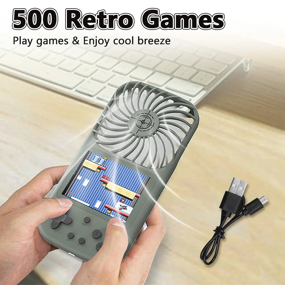 

1PC Built-In 500 Classic Game Video 2.8" Screen USB Retro Fan Handheld Nostalgic Console Kids Player Gift Players Electronic Toy