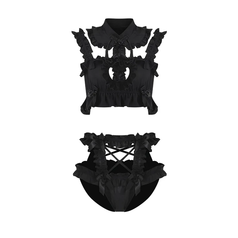 

Sexy underwear retro buckle sexy backless temptation role-playing maid maid uniform set