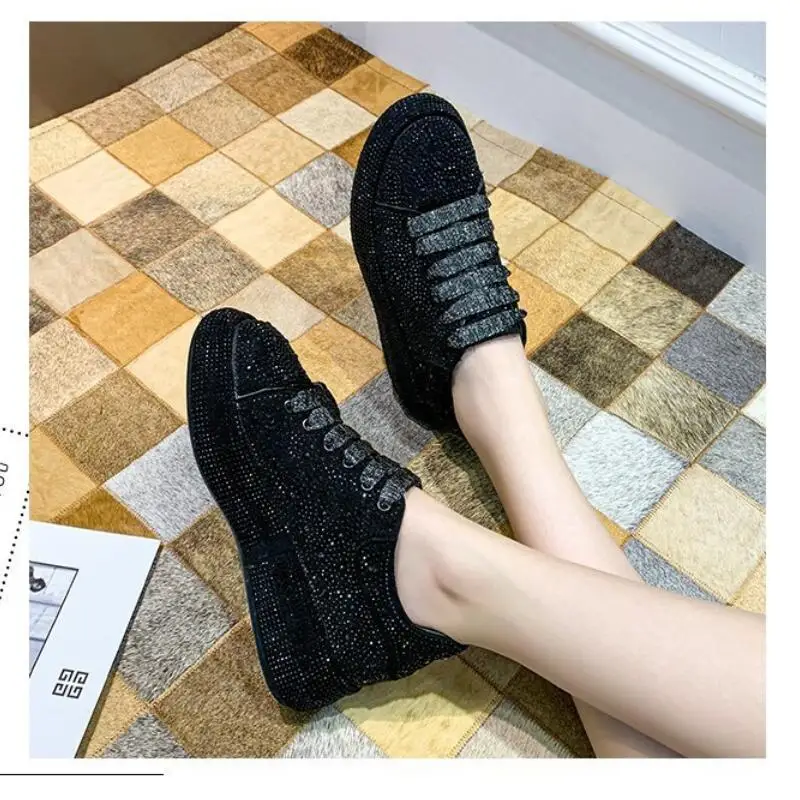 

2020 new versatile platform leisure sports shoes breathable shoes for women fashion Rhinestone shoes Casual breathable vulcaniz