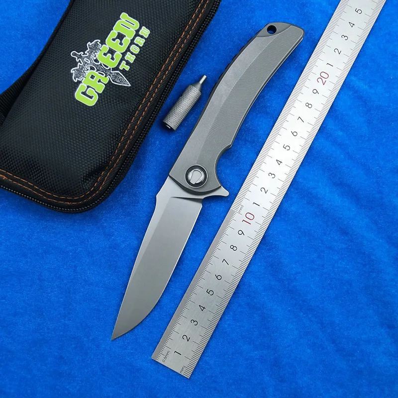 Нож с быстрооткрытым лезвием Green thorn overkill fin лезвие D2 ручка из титанового сплава