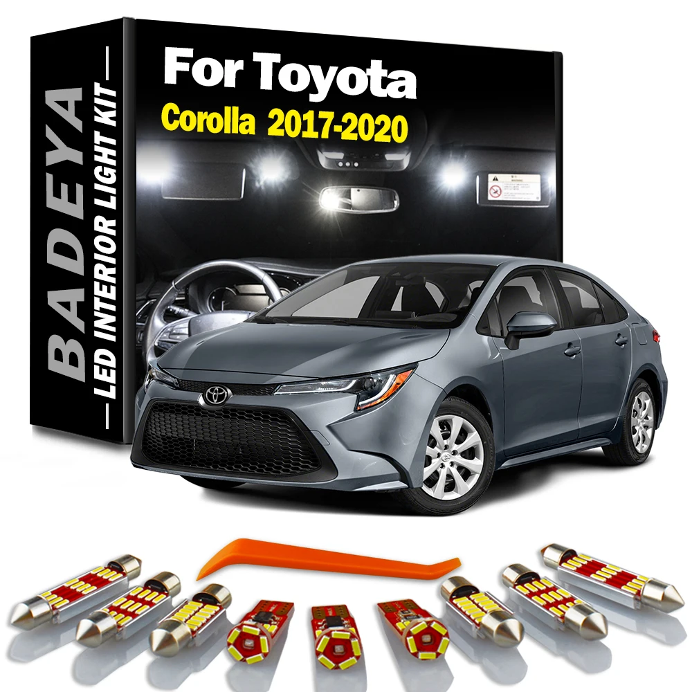 

BADEYA, 11 светодиодный т., комплект светодиодного освещения для салона Toyota Corolla 2017 2018 2019 2020, автомобильные аксессуары, светодиодная лампа Canbus бе...