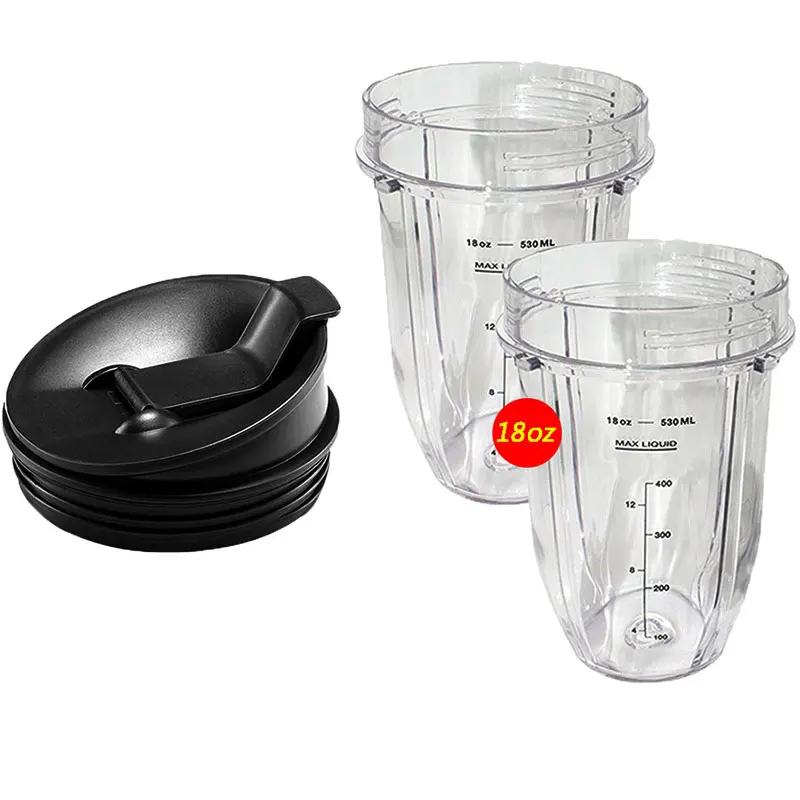 2pcs 18 oz Ounce Cup with Sip N Seal Lids Spare Replacement Parts Accessories for Nutri Ninja Auto-iQ and Duo Blenders Juicer
