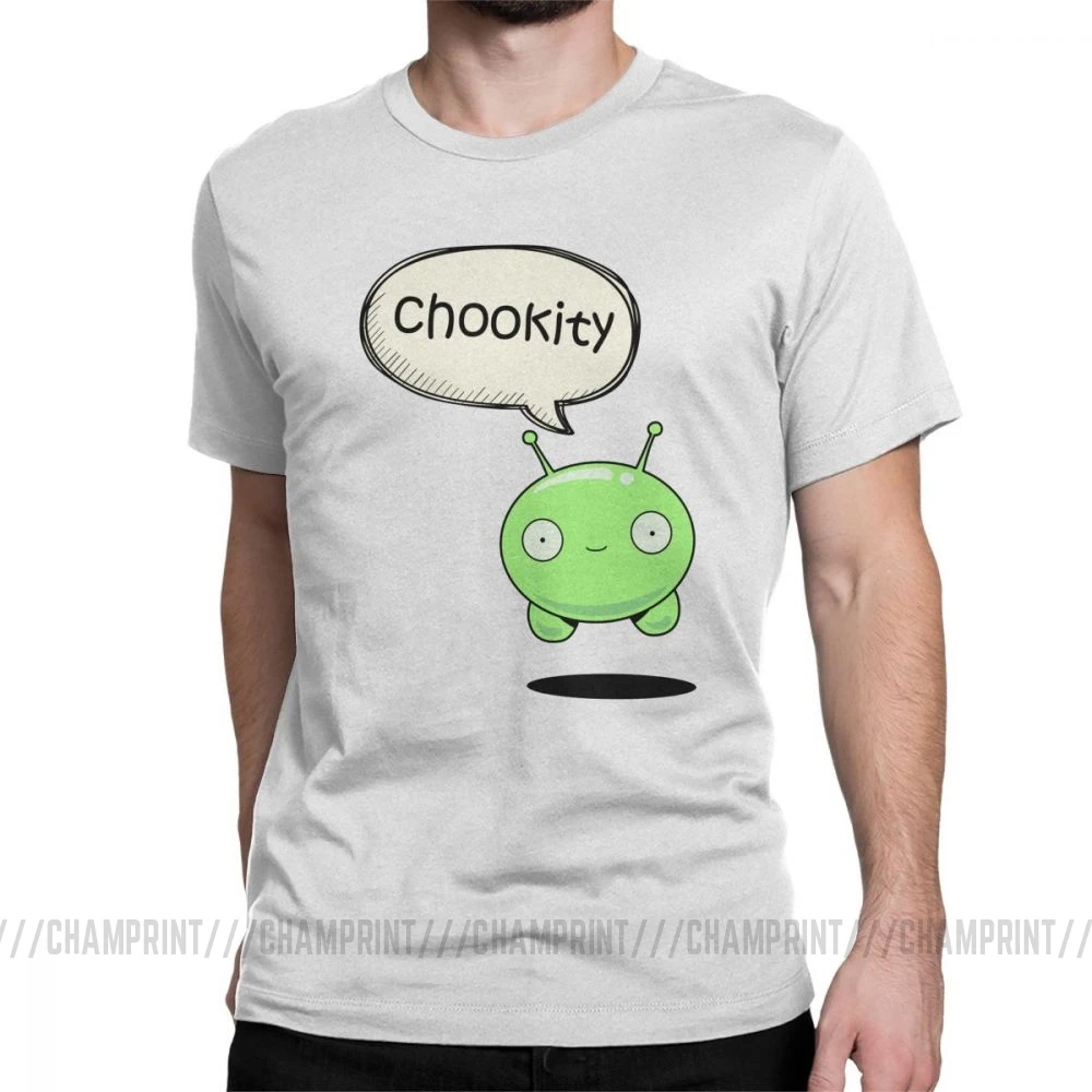 Мужская футболка Chookity Mooncake, Moon Cake Final Space Crazy, топы с круглым вырезом и коротким рукавом, чистый хлопок, футболка с принтом, футболка размера плюс - Цвет: Белый