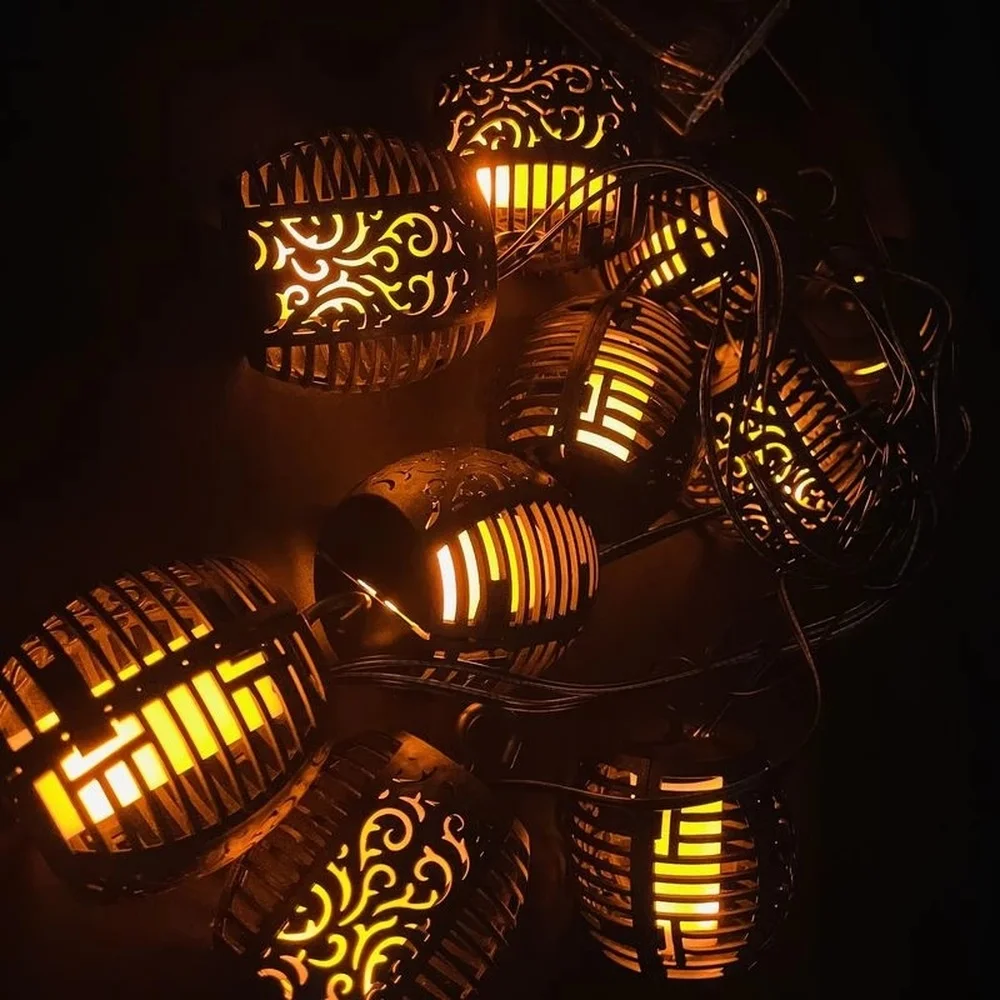 Наружный садовый светильник на солнечной батарее пустотелый теневой фонарь