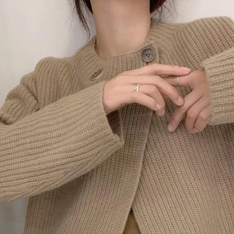 LANMREM 2022 осенний Новый вязаный кардиган с двумя пуговицами женский свободный