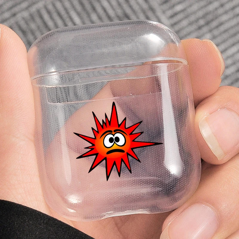 Модный чехол с ромашками из мультфильма для Airpods прозрачный жесткий сердечками