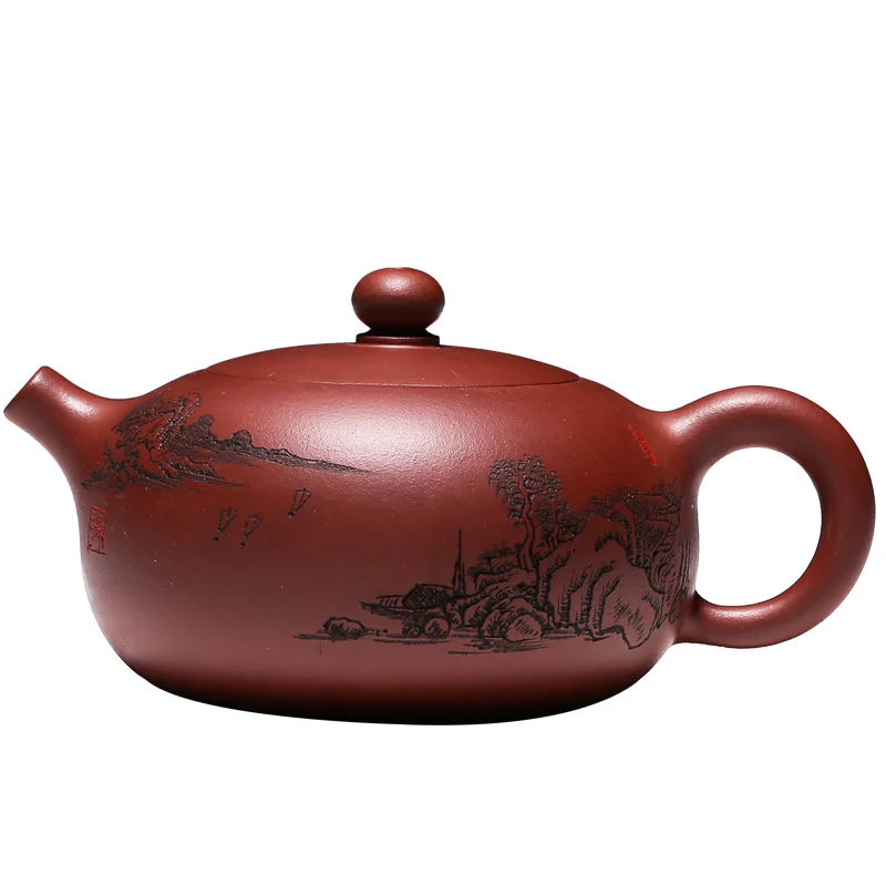 

all pure manual recommended famous kung fu tea set undressed ore small purple clay teapot flat jade bead's beauty