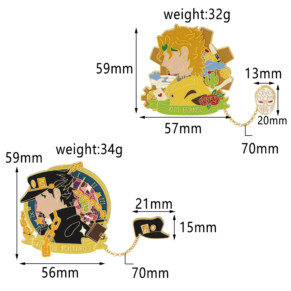 Anime JOJOS Bizarre Adventure Cartoon Character Enamel Brooch Pin Higashikata Josuke Cujoh Jolyne DIO Women's Badges | Украшения и