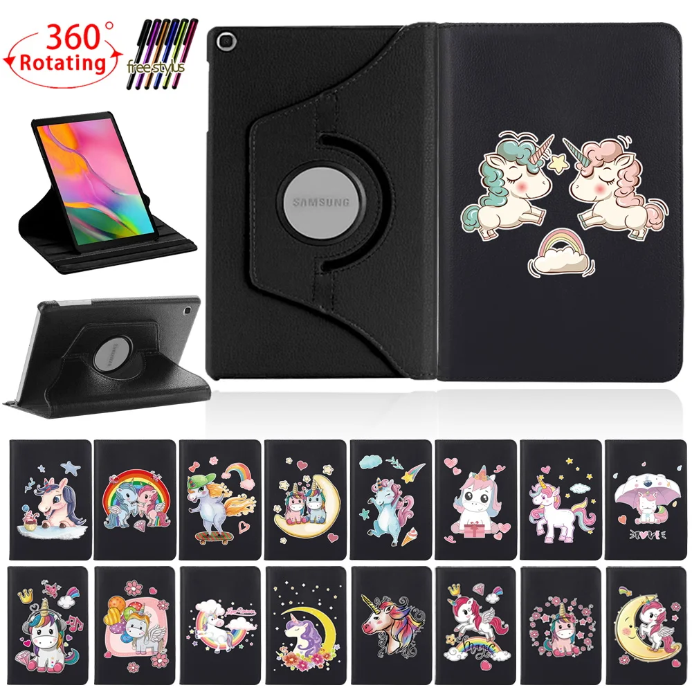 

For Samsung Galaxy Tab A 10.1 2019 T510 T515/Tab S6 Lite P610 P615 10.4" Unicorn Rotating Stand Tablet Cover Leather Case