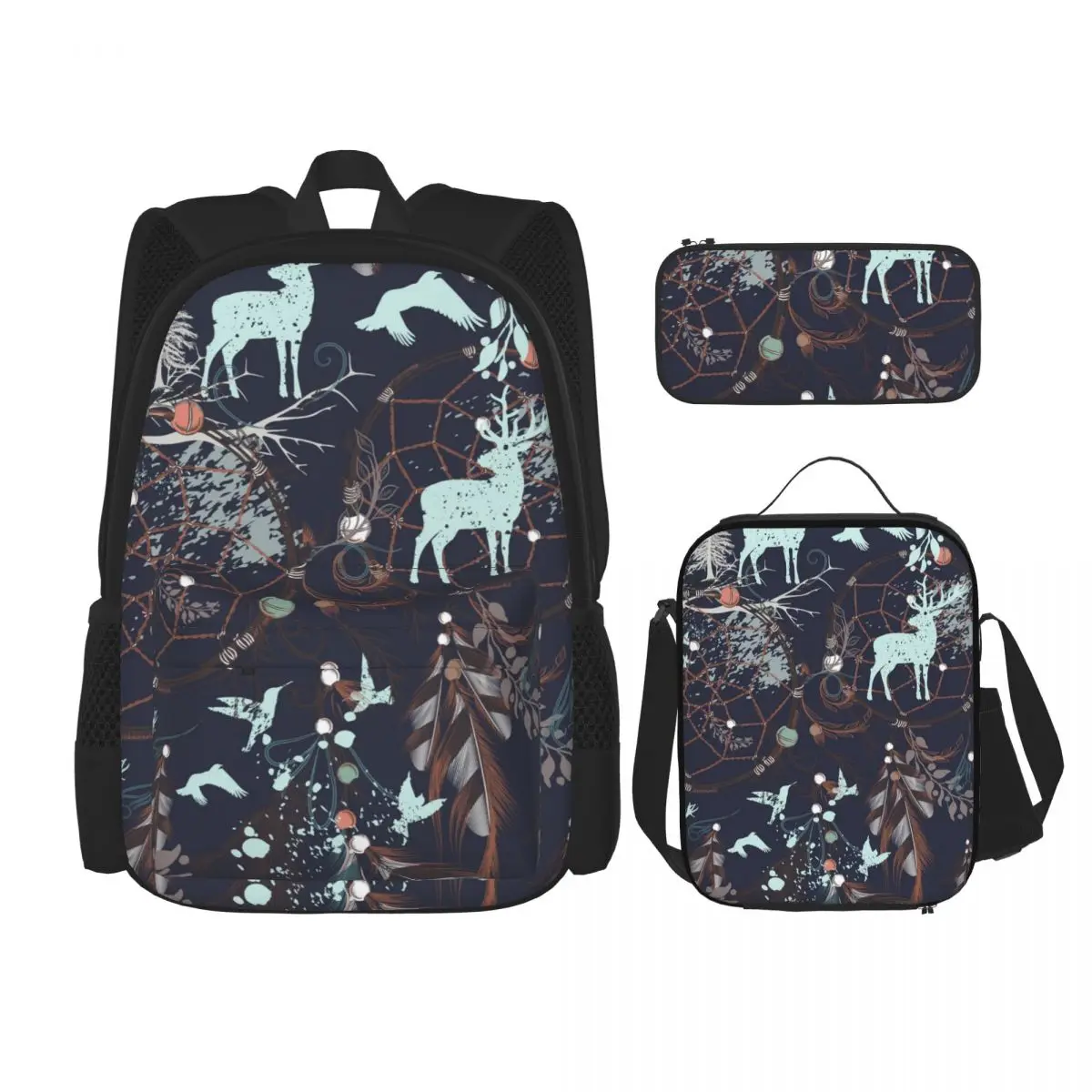 

3pcs/set Boho Deer And Dreacatcher Backpacks School Bags for Boys Girls Students Travel Bag Casual Mochila