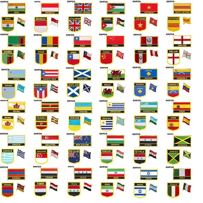 Бельгия Индия Великобритания Индонезия Вьетнам Чили Национальный флаг вышитые