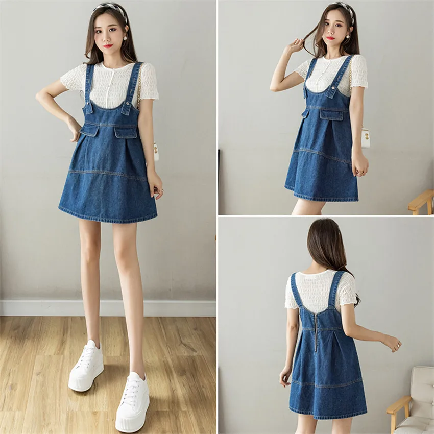 Женское джинсовое платье на тонких бретельках в стиле HIgh Street