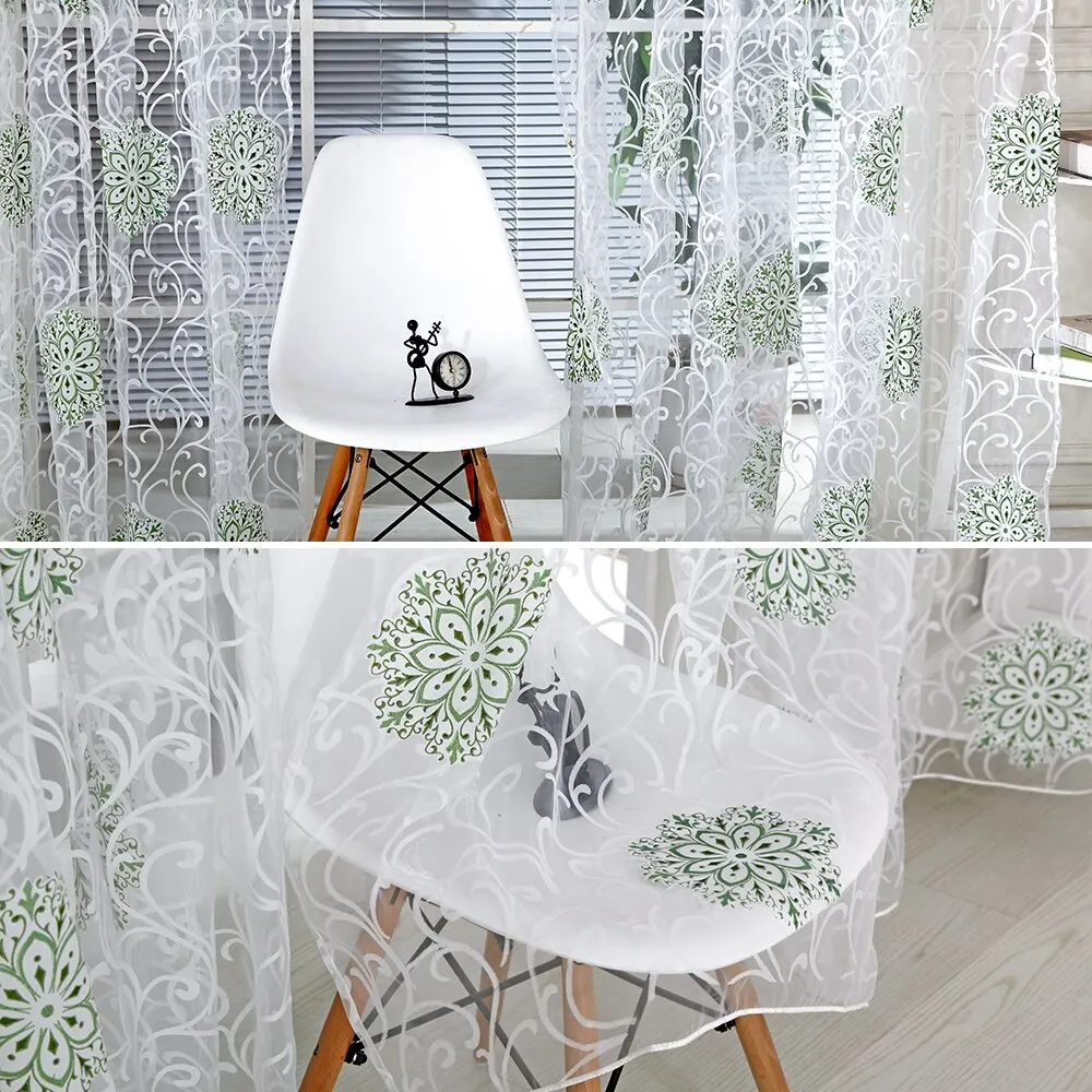 Tulle Sheer Curtain For Living Room Flower Ball Kitchen Voile Curtains Bedroom Home Decor | Дом и сад