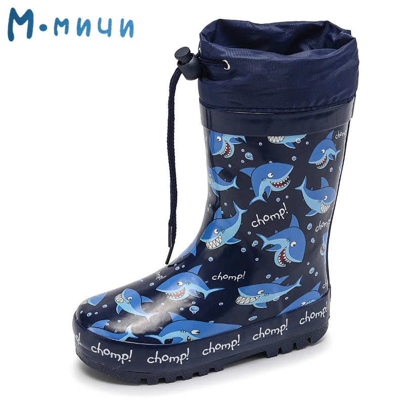 Детские резиновые сапоги MMNUN непромокаемые теплые детская резиновая обувь для