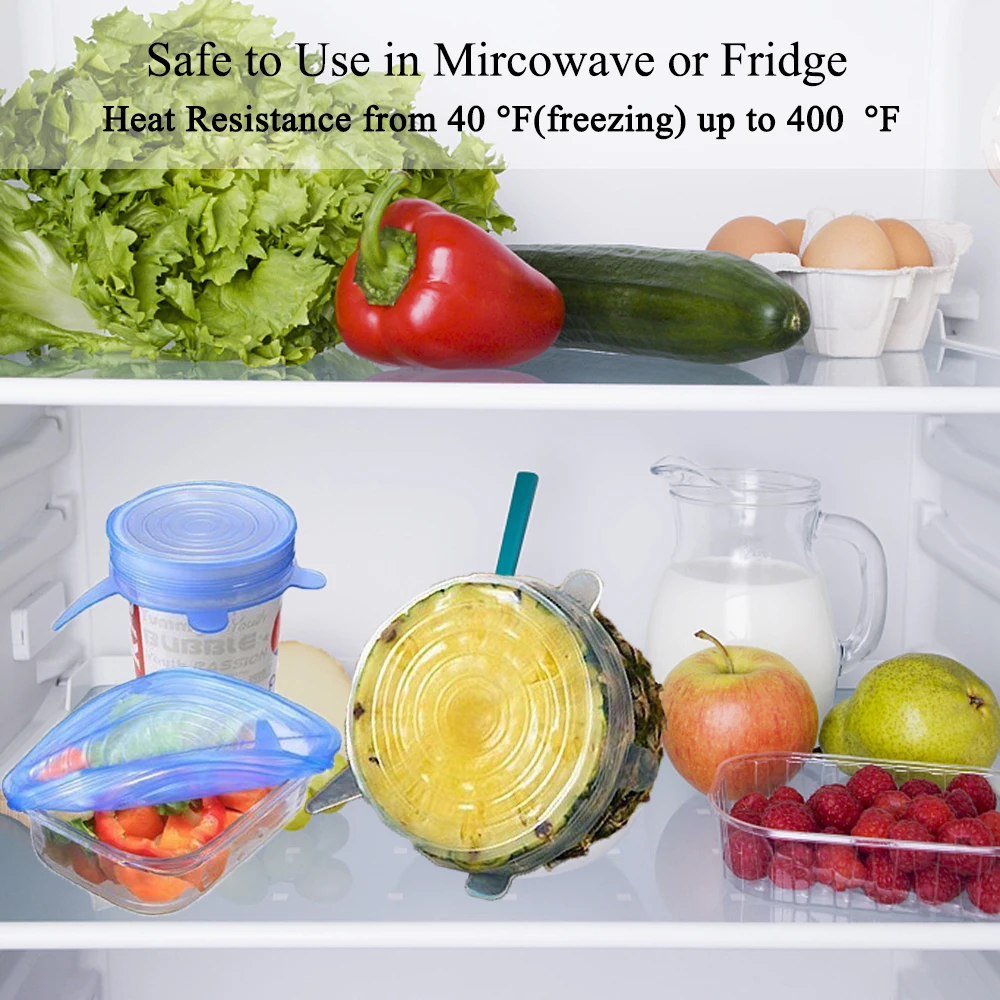 Многоразовая силиконовая крышка для еды 6 шт. универсальные эластичные