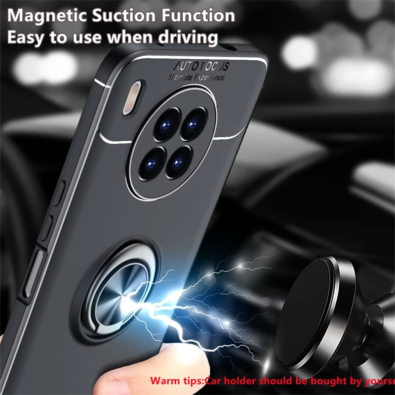 Holder Cover For Honor 50 Case For Honor 50 Capas Back Shockproof TPU Soft Ring Magnetic For Cover Huawei Honor 50 Fundas 6.57
