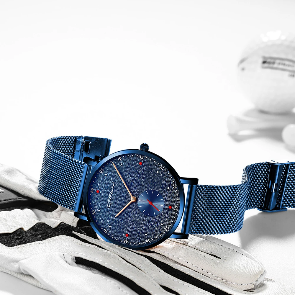 CRRJU Watch Men Fashion Business Watches Men's Casual Waterproof Quartz Wristwatch Blue Steel Clock Relogio Masculino